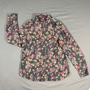 Chaps Floral Button Up Shirt Women Medium Long Sleeve Rose Print